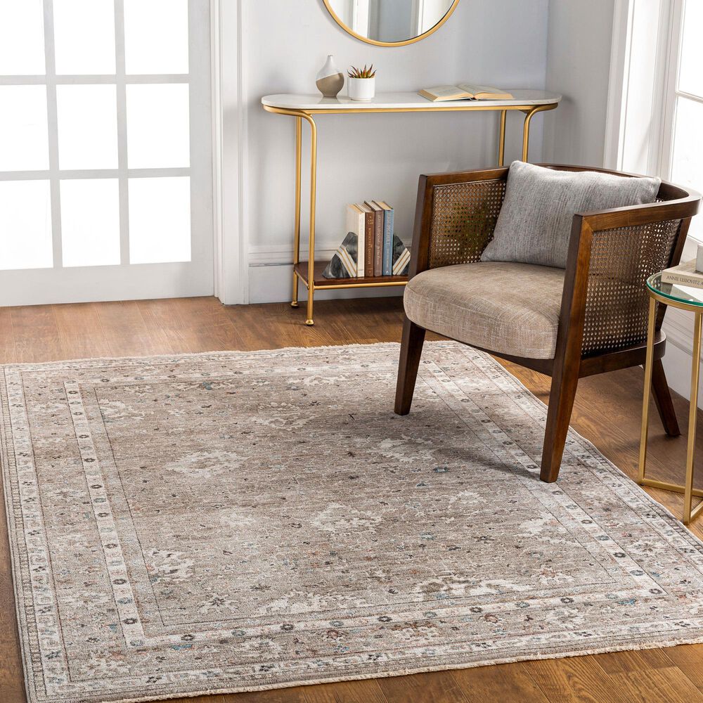 Surya Carlisle 5&#39;3&quot; x 7&#39;9&quot; Sage, Ivory, Pale Blue, Charcoal and Brown Area Rug, , large