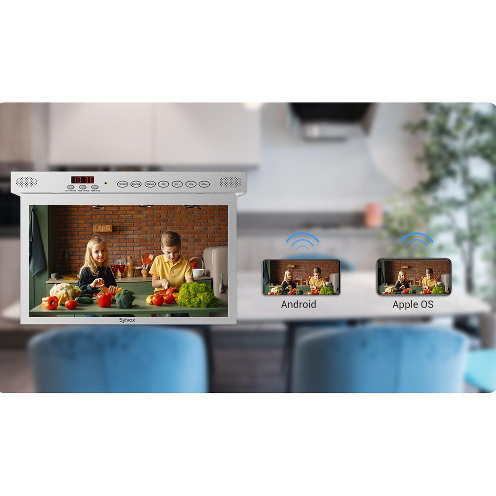 Sylvox 15.6&quot; Smart Under Cabinet TV for Kitchen in Silver, , large