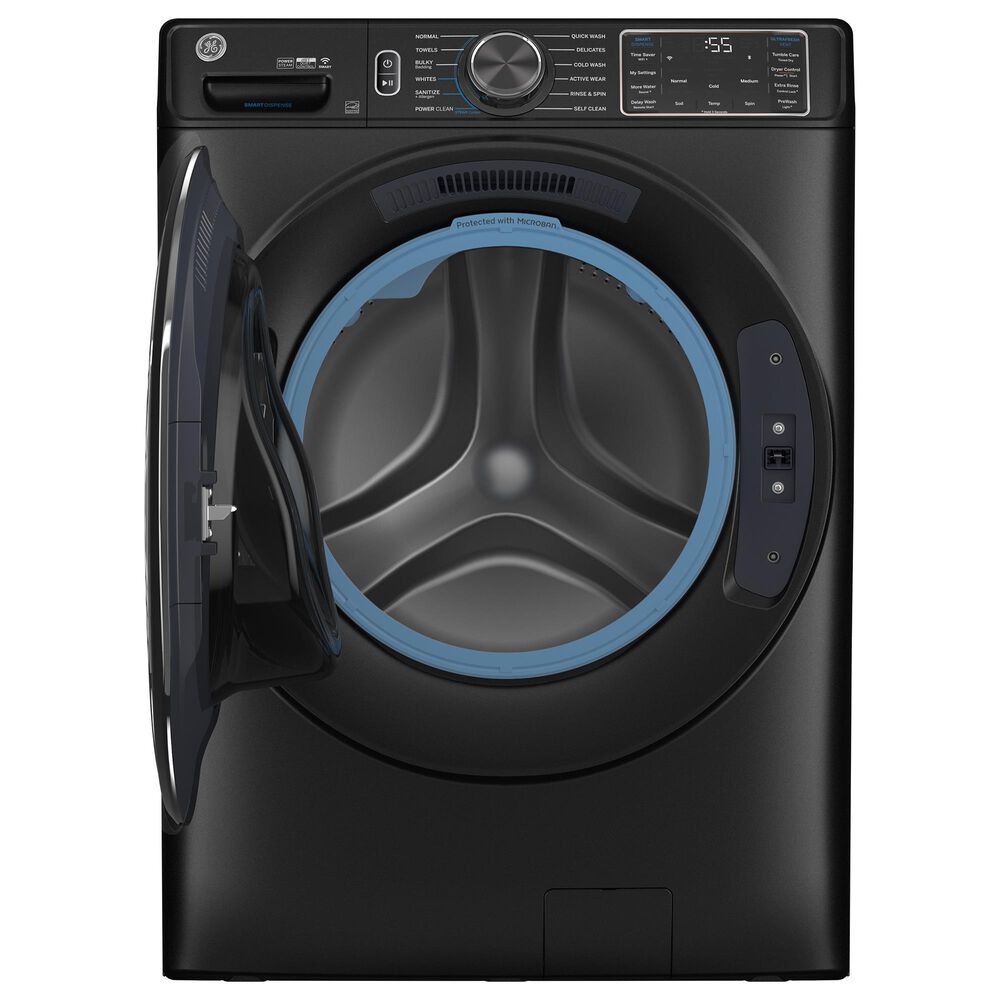 G.E. 5 Cu. Ft. Front Load Washer and 7.8 Cu. Ft. Electric Dryer Laundry Pair with 16&quot; Pedestal in Carbon Graphite, , large