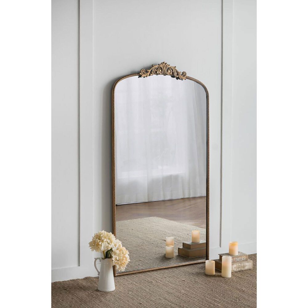 A&amp;B Home Arched Rectangle Wall Mirror in Gold, , large