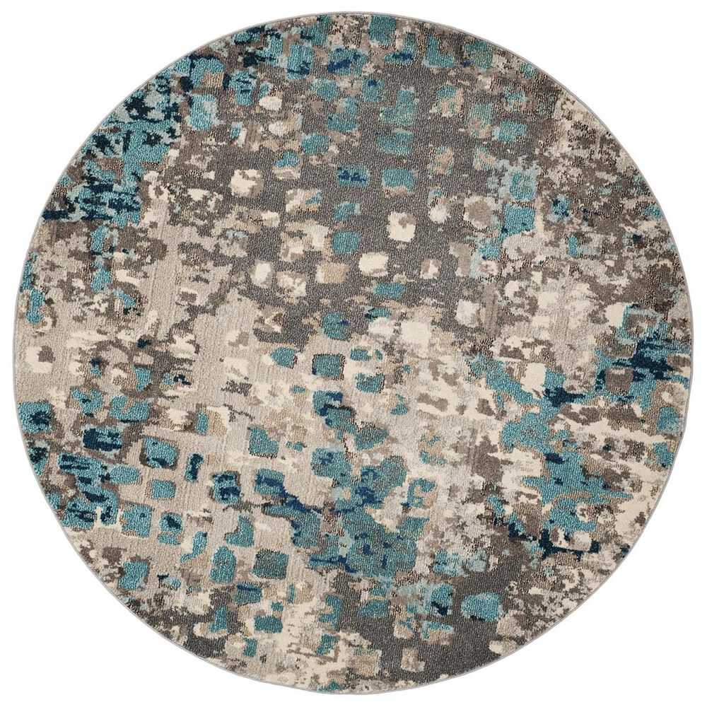 Safavieh Monaco MNC225E-3R 3&#39; x 3&#39;  Grey/Light Blue Round Rug, , large