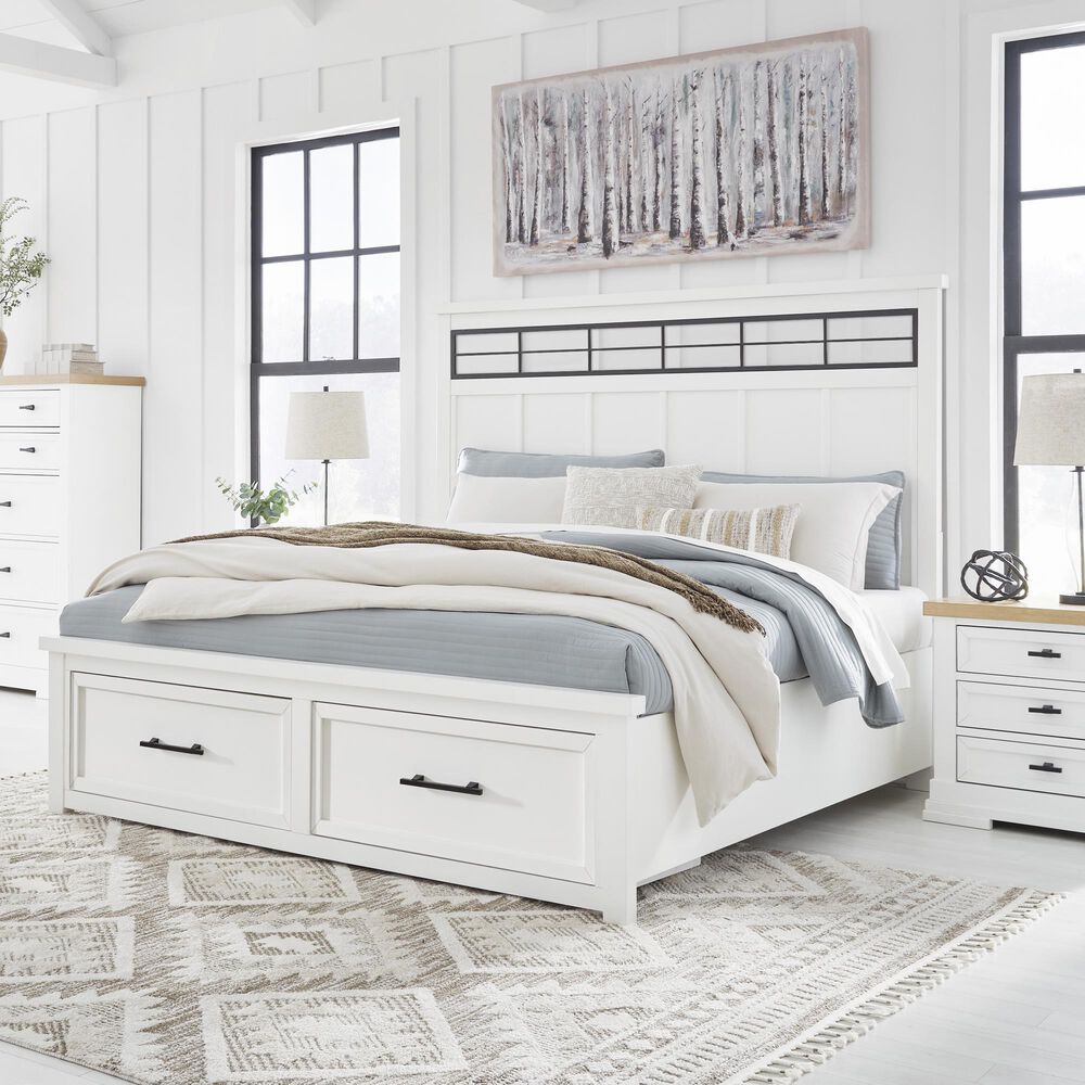 Signature Design by Ashley Ashbryn Queen Storage Bed in White and Natural, , large