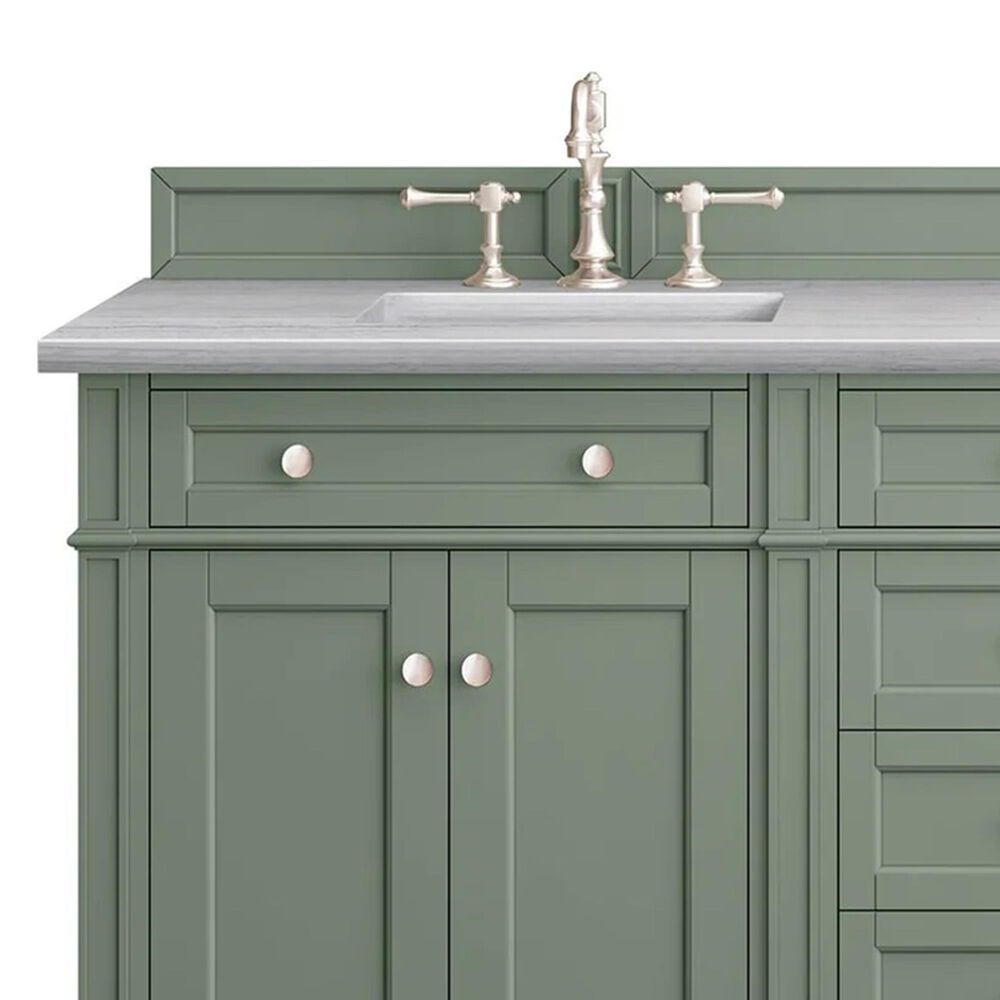 James Martin Brittany 72&quot; Double Bathroom Vanity in Smokey Celadon with 3 cm Arctic Fall Solid Surface Top and Rectangular Sinks, , large
