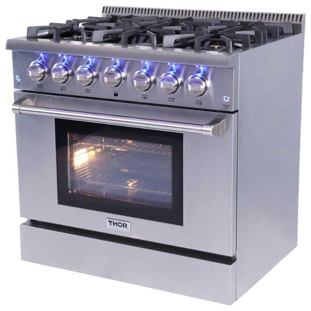 Thor Kitchen 36&quot; Freestanding Professional Liquid Propane Range in Stainless Steel, , large