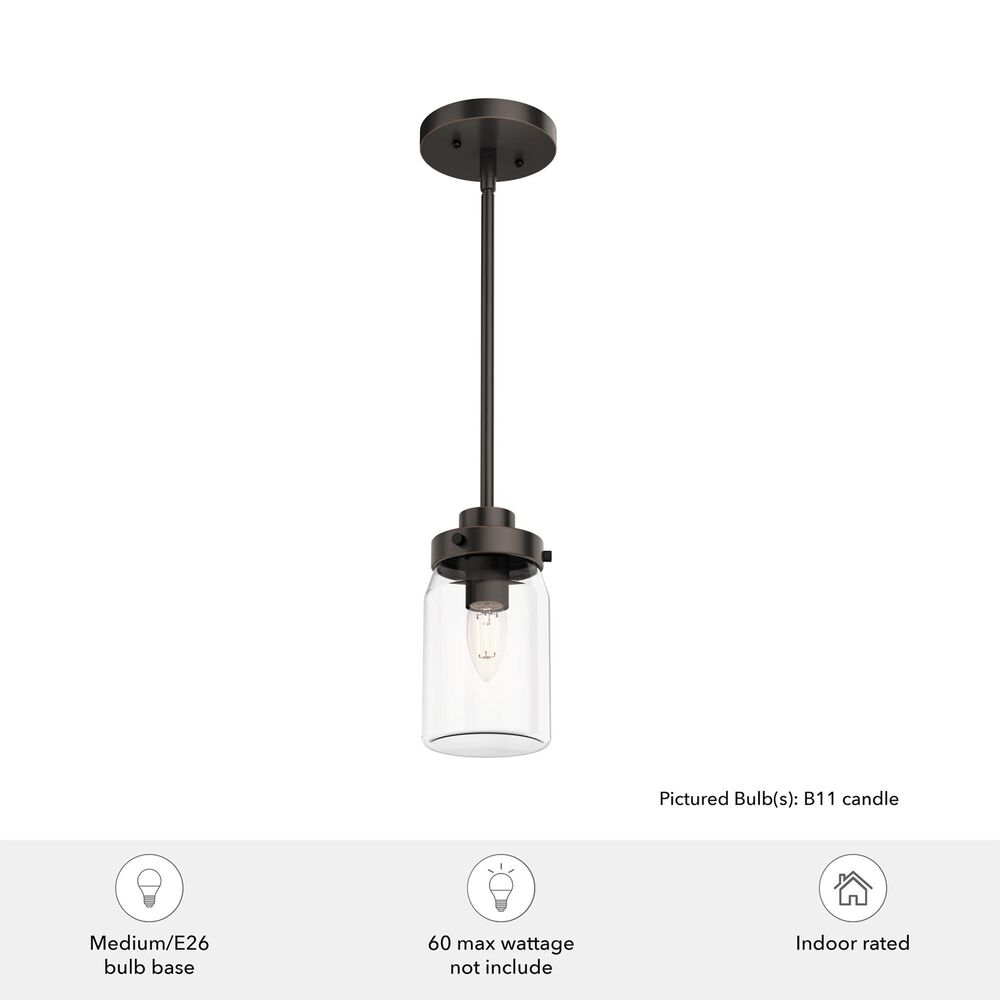 Hunter Devon Park 19008 1-Light Mini Pendant in Onyx Bengal, , large