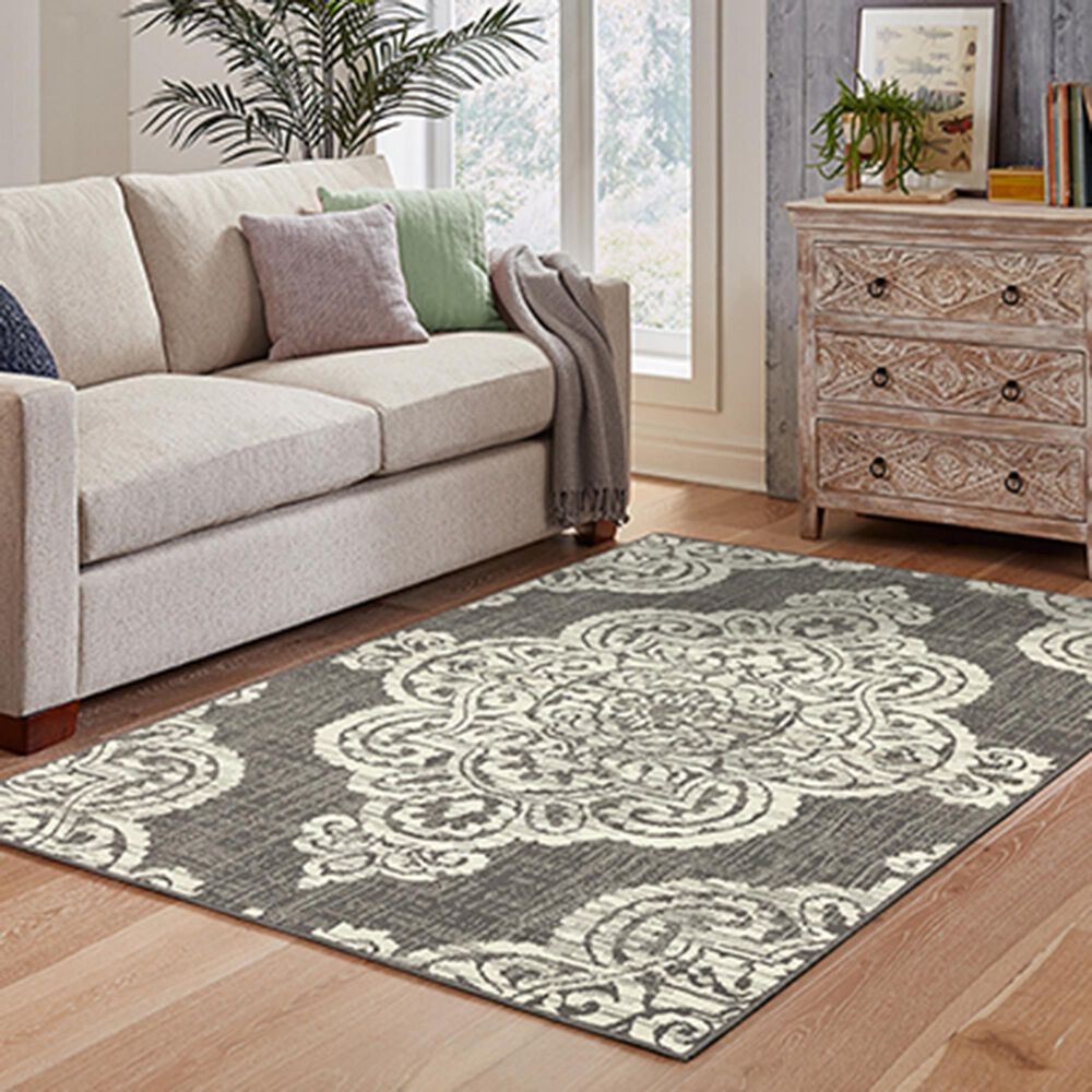 Oriental Weavers Marina 5929E 1&#39;9&quot; x 3&#39;9&quot; Grey and Ivory Runner, , large