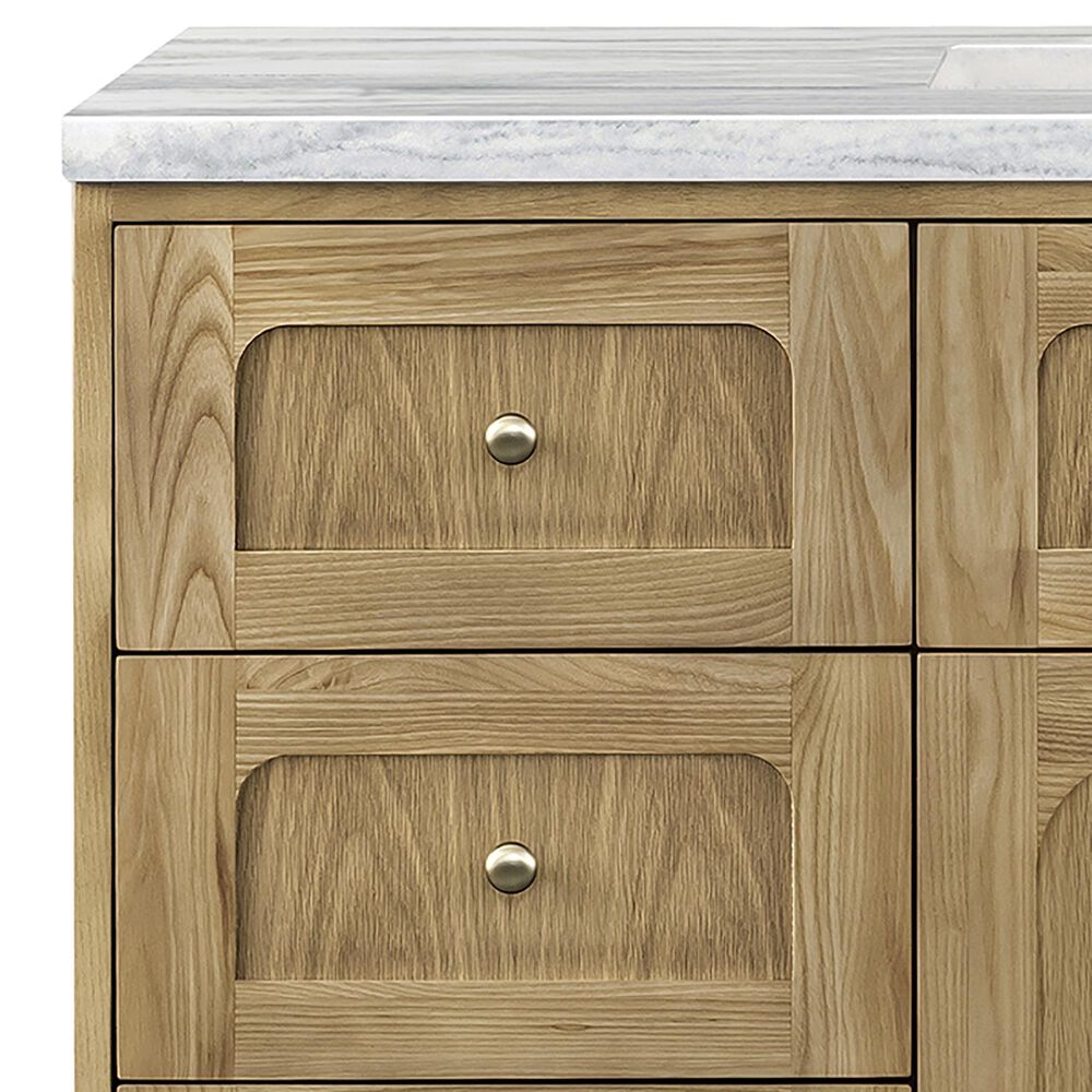 James Martin Laurent 48&quot; Single Bathroom Vanity in Light Natural Oak with 3 cm Arctic Fall Solid Surface Top and Rectangular Sink, , large