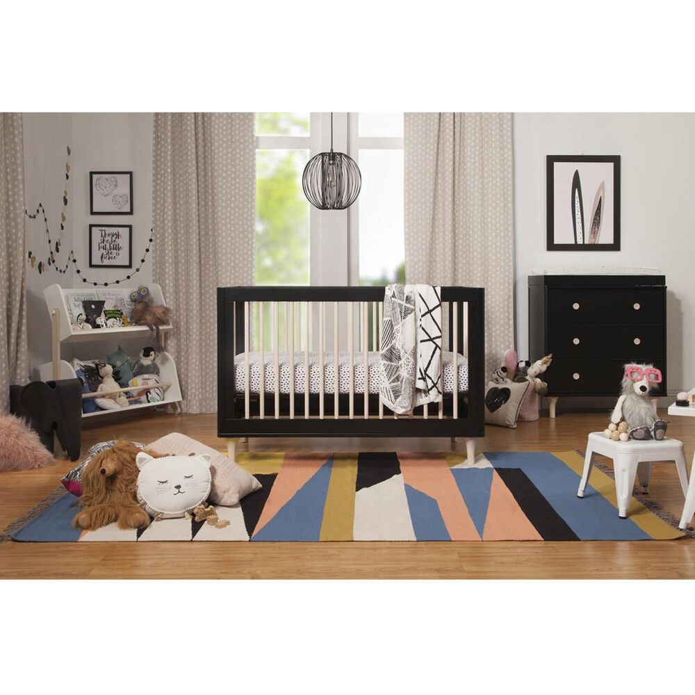 Babyletto Lolly 3-in-1 Convertible Crib with Kit in Black and Washed Natural, , large