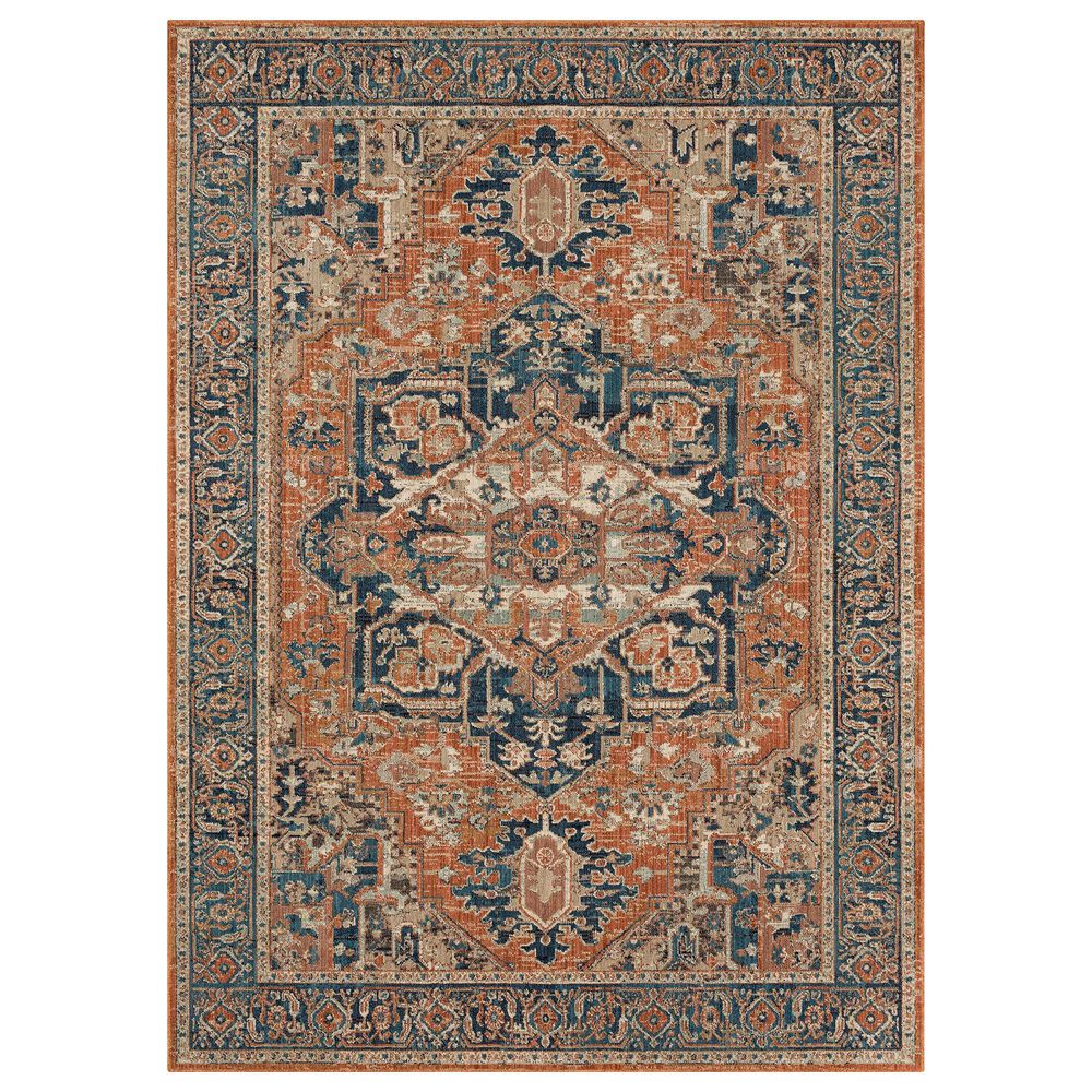 Karastan Estate Grasmere 6"6" x 9"6" Coral, Blue, Black, Tan and Grey Area Rug, , large