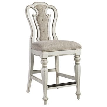 Belle Furnishings Magnolia Manor 24" Counter Height Stool in Antique White and Weathered Bark, , large