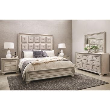 Chapel Hill King Panel Bed in White and Silver, , large