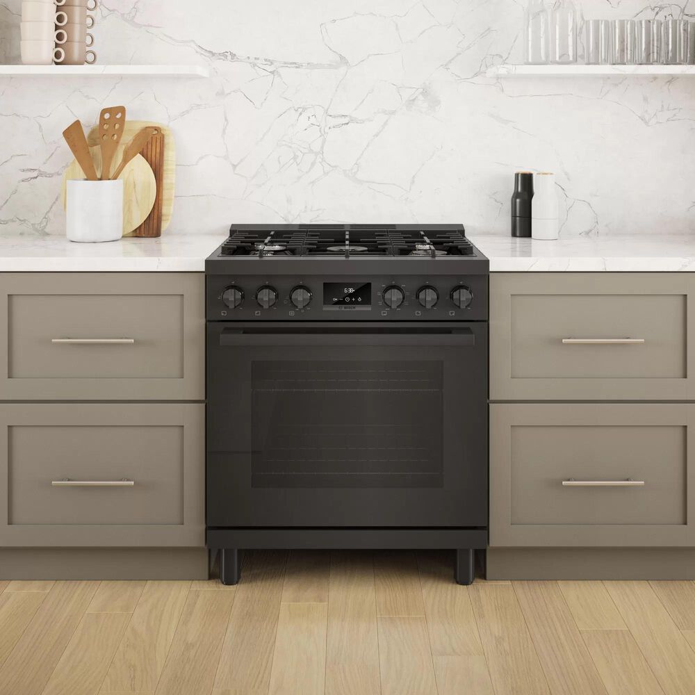 Bosch 30&quot; Freestanding Dual Fuel Range in Black Stainless Steel, , large