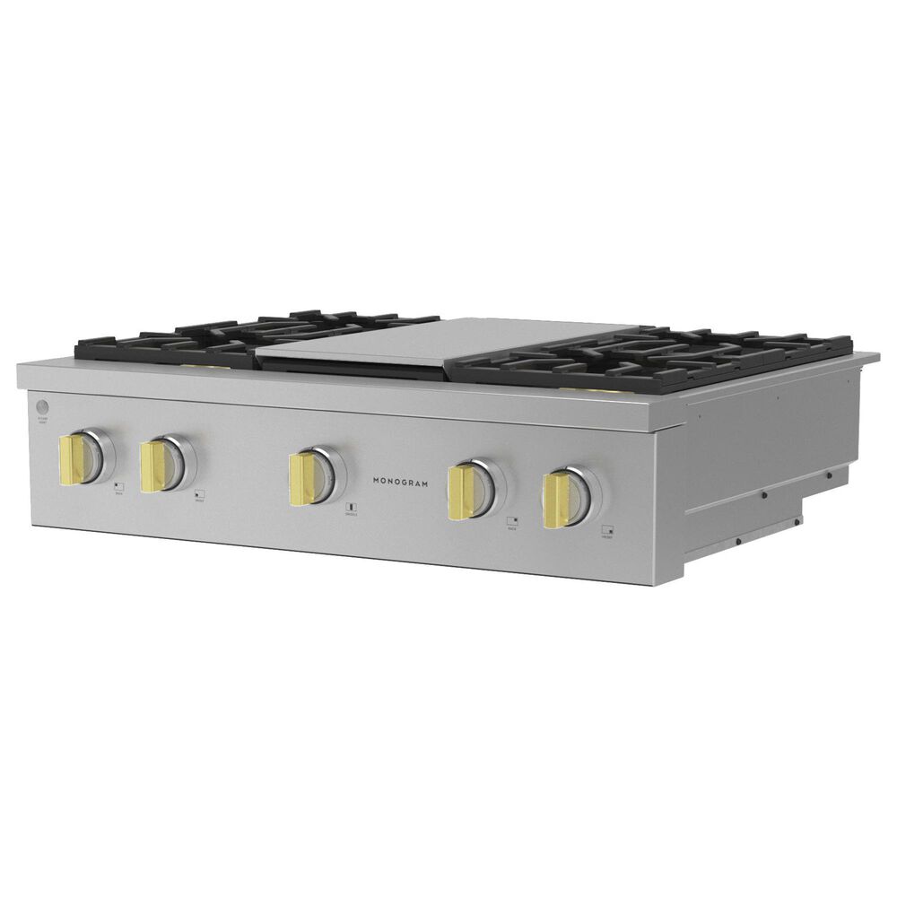 Monogram 36&quot; Professional Gas Rangetop with 4 Burners and Griddle in Stainless Steel, , large