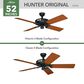 Hunter Original 52" Outdoor Ceiling Fan with Brown Blades in Matte Black, , large