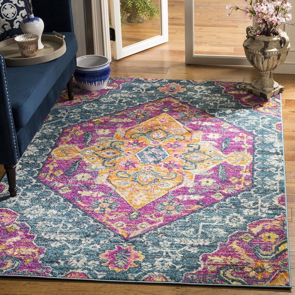 Safavieh Madison MAD119C-3 3&#39; x 5&#39; Blue/Fuchsia Area Rug, , large