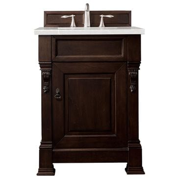James Martin Brookfield 26" Single Bathroom Vanity in Burnished Mahogany with 3 cm Eternal Serena Quartz Top and Rectangle Sink, , large