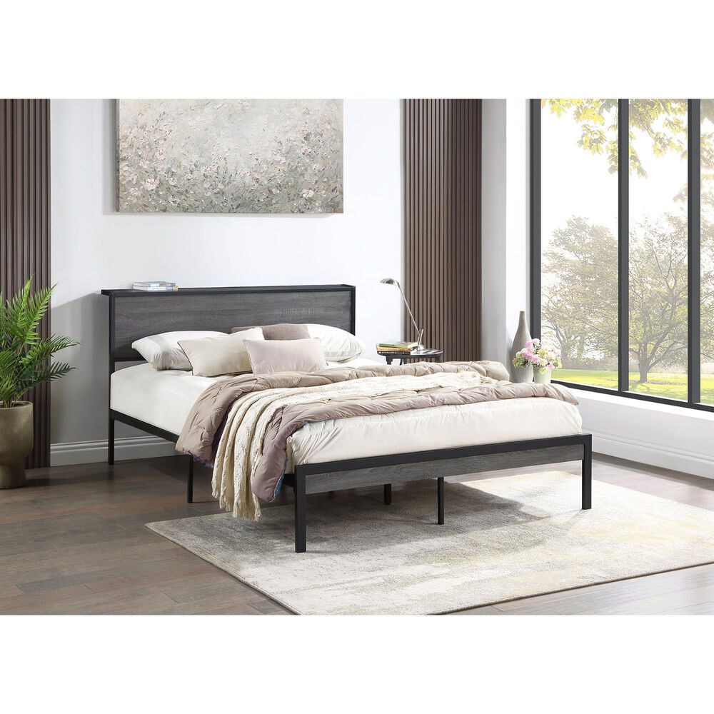Pacific Landing Ricky Full Platform Bed in Grey, , large