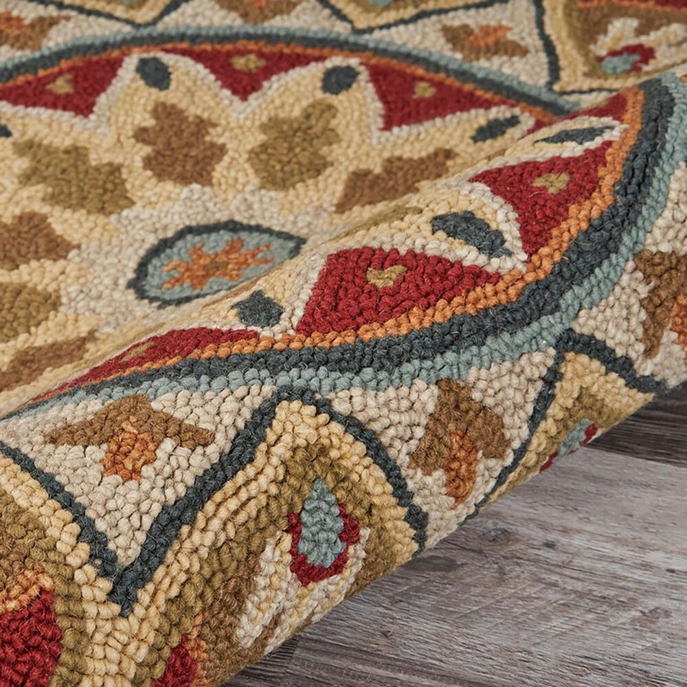 L&amp;R Resources Sinuous Sunflower 4&#39; Scalloped Red Area Rug, , large