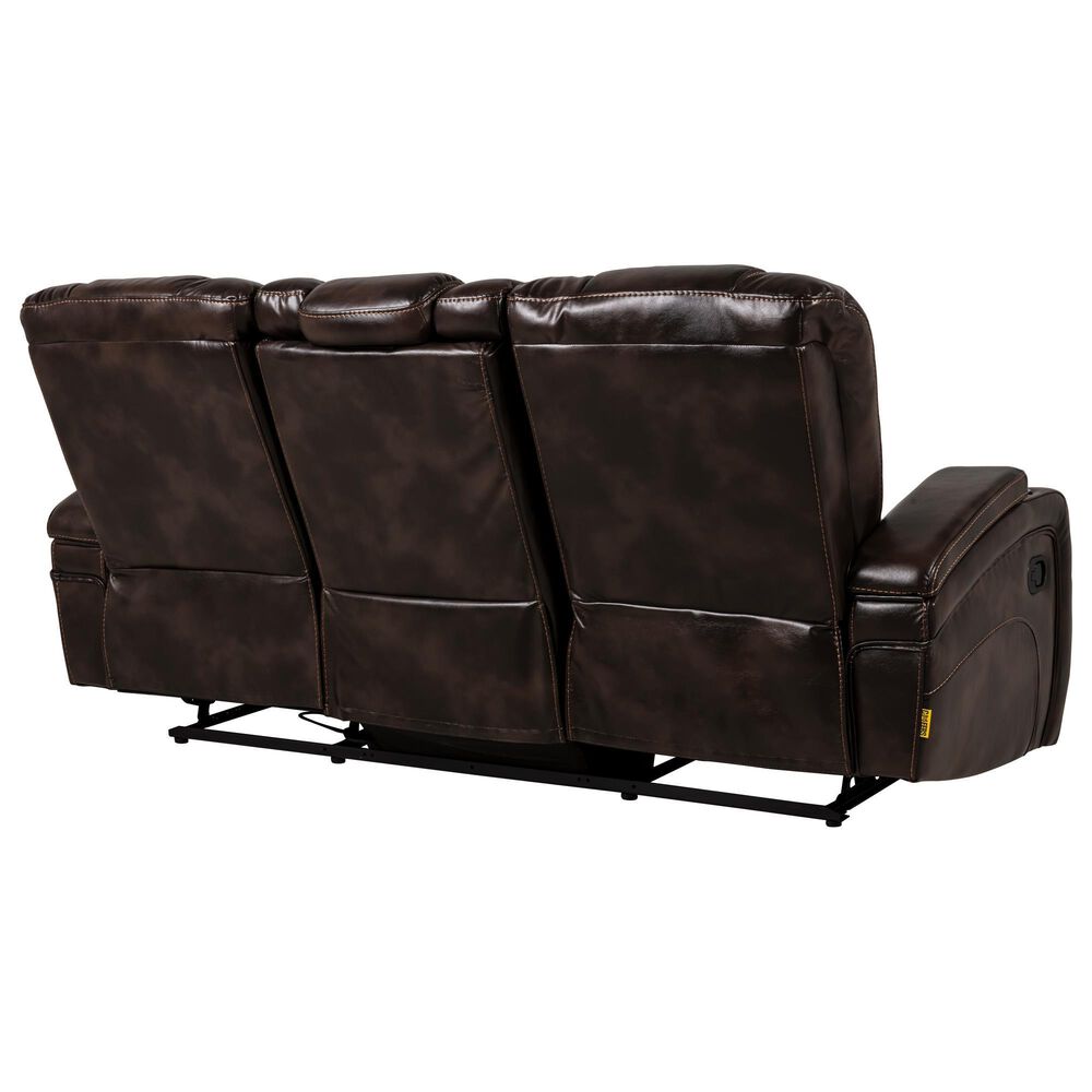 Oxford Furniture Dual Manual Reclining Sofa with Drop Down Table in Bolero Coffee, , large