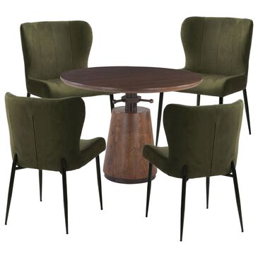 Home Trends & Design Jennifer 5-Piece Round Dining Set in Walnut and Black, , large
