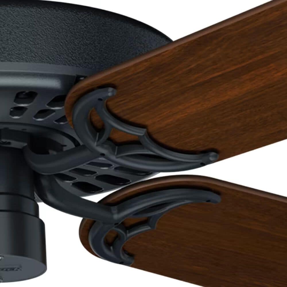Hunter Original 52&quot; Outdoor Ceiling Fan with Brown Blades in Matte Black, , large
