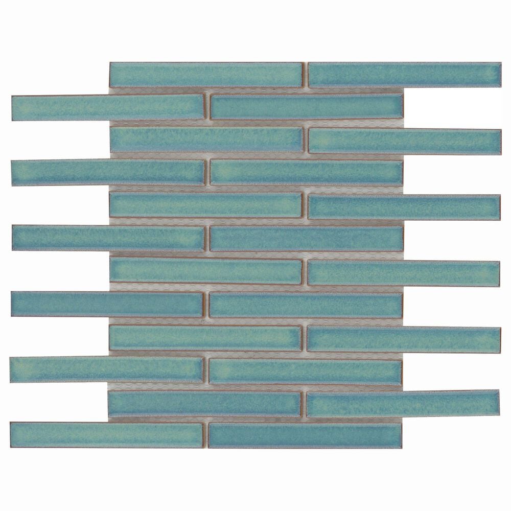 Emser Regala Present 1" x 6" Rectangle on 12" x 12" Glazed Porcelain Mosaic Sheet, , large