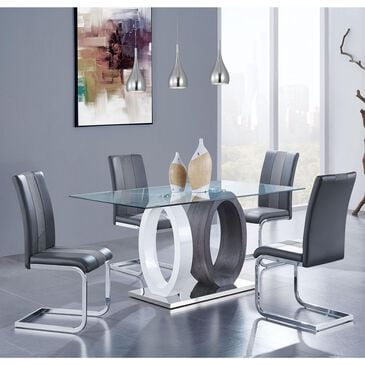 Global Furniture USA Table and 6 Chairs in Brown, White, Clear and Chrome, , large