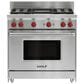 Wolf 36" Dual Fuel 4-Burner with Grill in Stainless Steel, , large