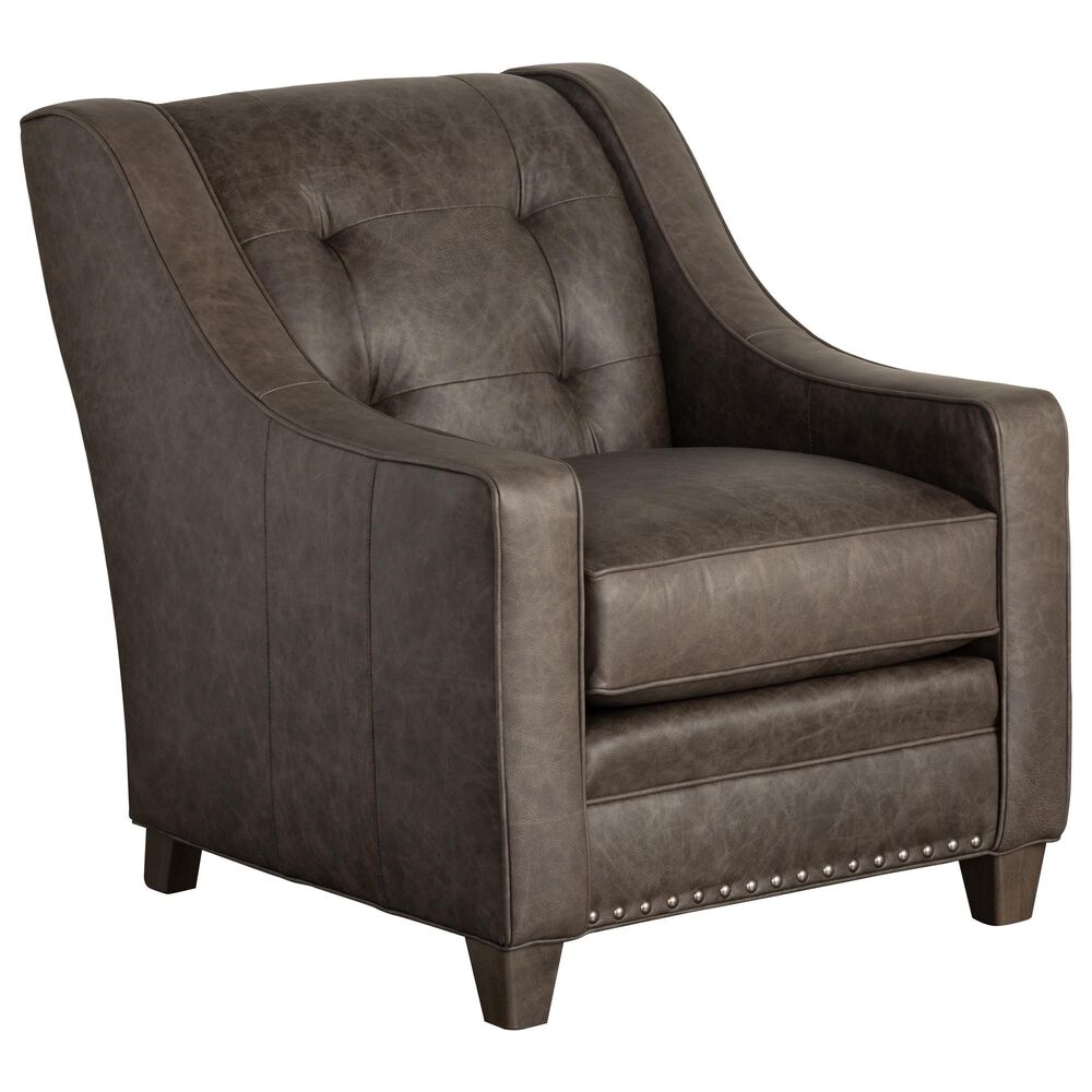 Smith Brothers Leather Suit Chair in Gray, , large