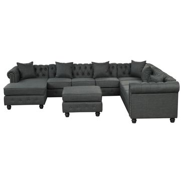 Morden Fort 4-Piece Left Facing U-Shaped Sectional with Sofa Chaise and Ottoman in Gray, , large