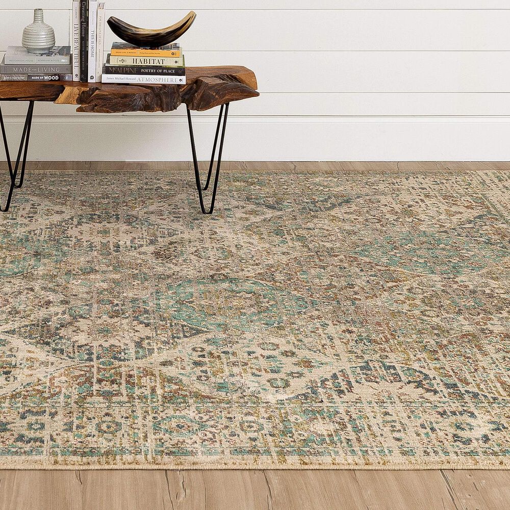 Karastan Estate Hartwell 5&#39;3&quot; x 7&#39;10&quot; Beige, Blue, Green, Grey and Coral Area Rug, , large