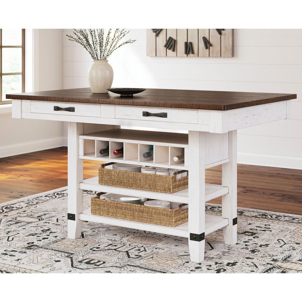 Signature Design by Ashley Valebeck Counter Height Table in White and Brown - Table Only, , large