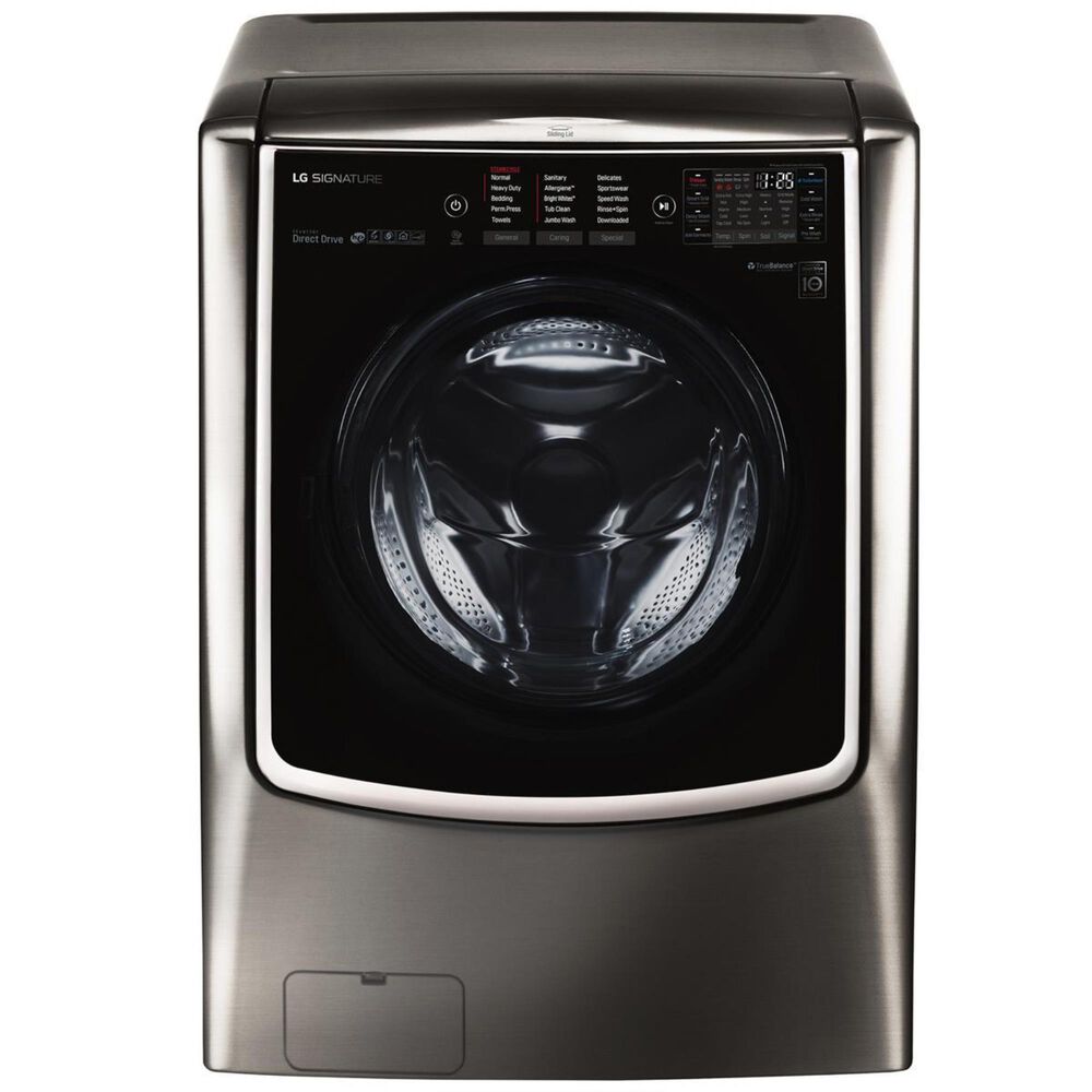 LG 5.8 Cu. Ft. Mega Capacity Washer and 9 Cu. Ft. Mega Capacity Gas Dryer w / Steam - Black Stainless Steel, , large