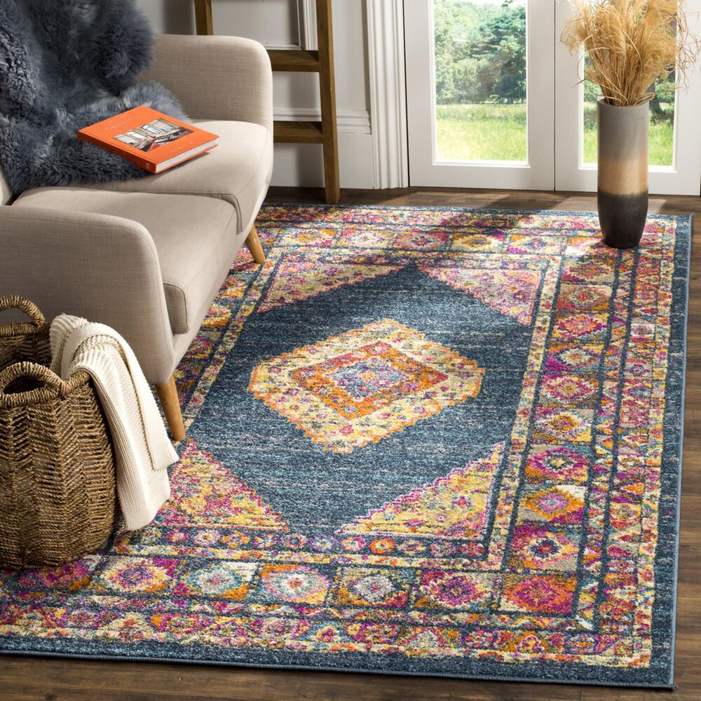 Safavieh Madison MAD133C 3&#39; x 5&#39; Blue and Fuchsia Area Rug, , large