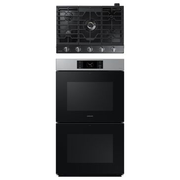 Samsung 2-Piece Kitchen Package with Stainless Steel 30" Built-In Double Wall Oven and Black Stainless Steel 30" Gas Cooktop, , large