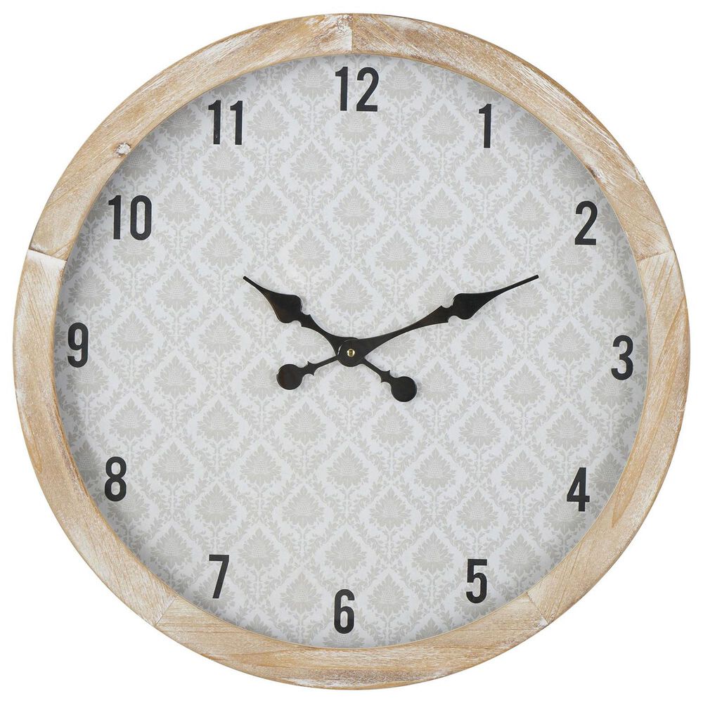 Maple and Jade Floral Wall Clock in Brown, Beige and Black, , large