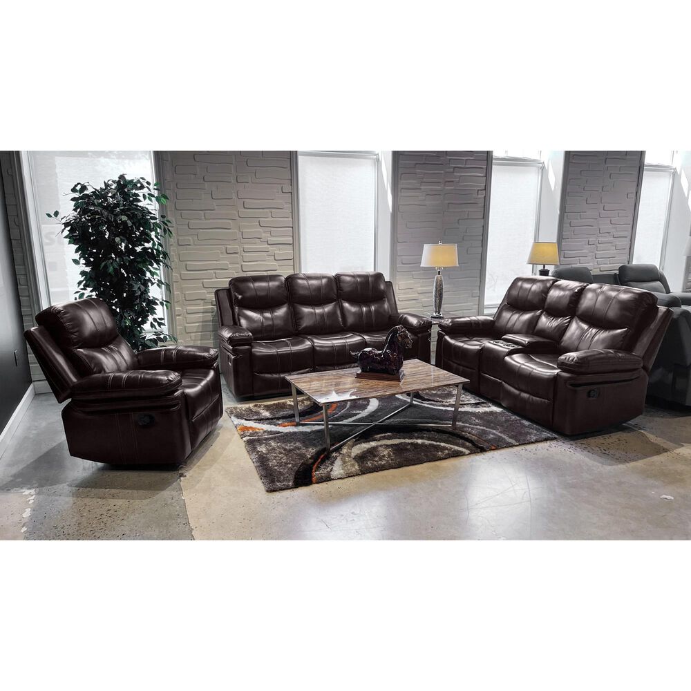 New Heritage Design Kellen Manual Reclining Sofa with Drop Down Table in Brown, , large