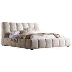 Simeon Collection Escape Queen Upholstered Platform Bed in Fluffy River Rock