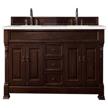 James Martin Brookfield 72" Double Bathroom Vanity in Burnished Mahogany with 3 cm Eternal Serena Quartz Top and Rectangle Sink, , large