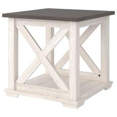 Signature Design by Ashley Dorrinson Square End Table in Gray and Antiqued White