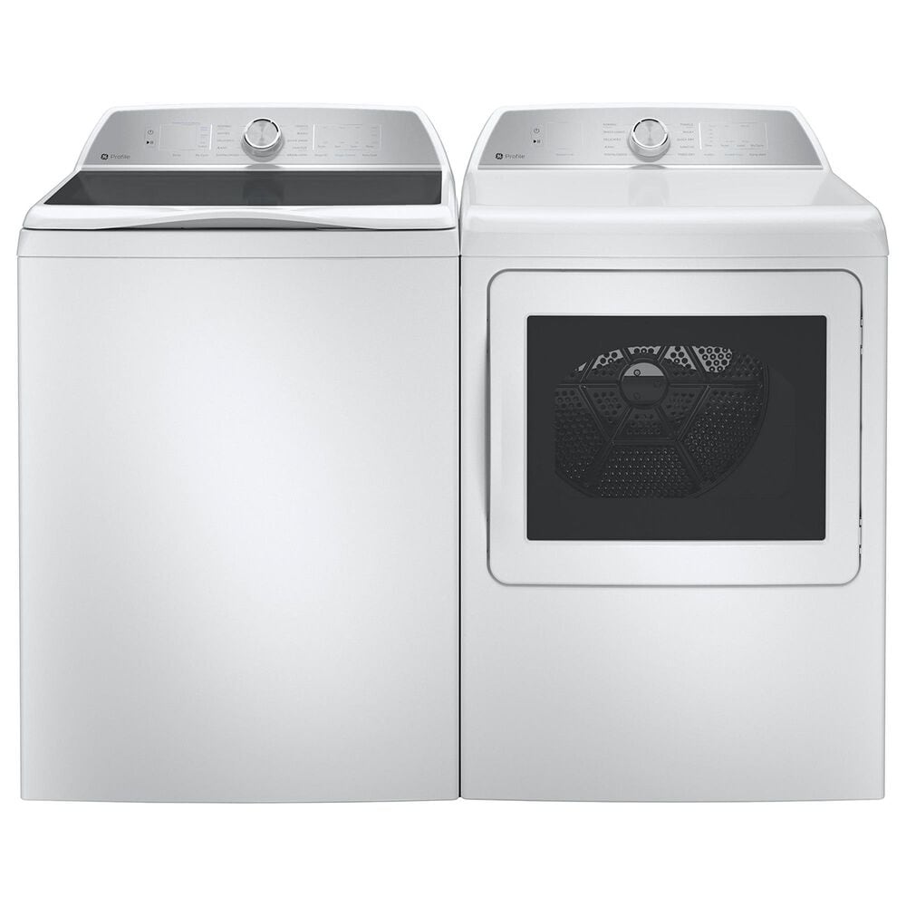 GE Profile 4.9 Cu. Ft. Top Load Agitator Washer and 7.4 Cu. Ft. Electric Dryer Laundry Pair in White, , large
