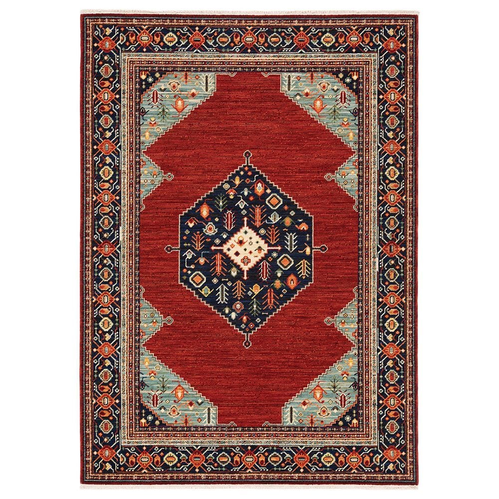 Oriental Weavers Lilihan Medallion 5503M 5"3" x 7"6" Red and Blue Area Rug, , large