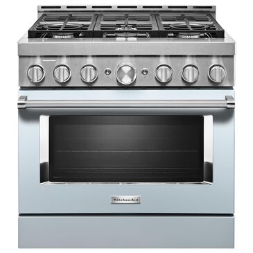 KitchenAid 36" Slide-In Gas True Convection Range with Self-Cleaning in Misty Blue, , large