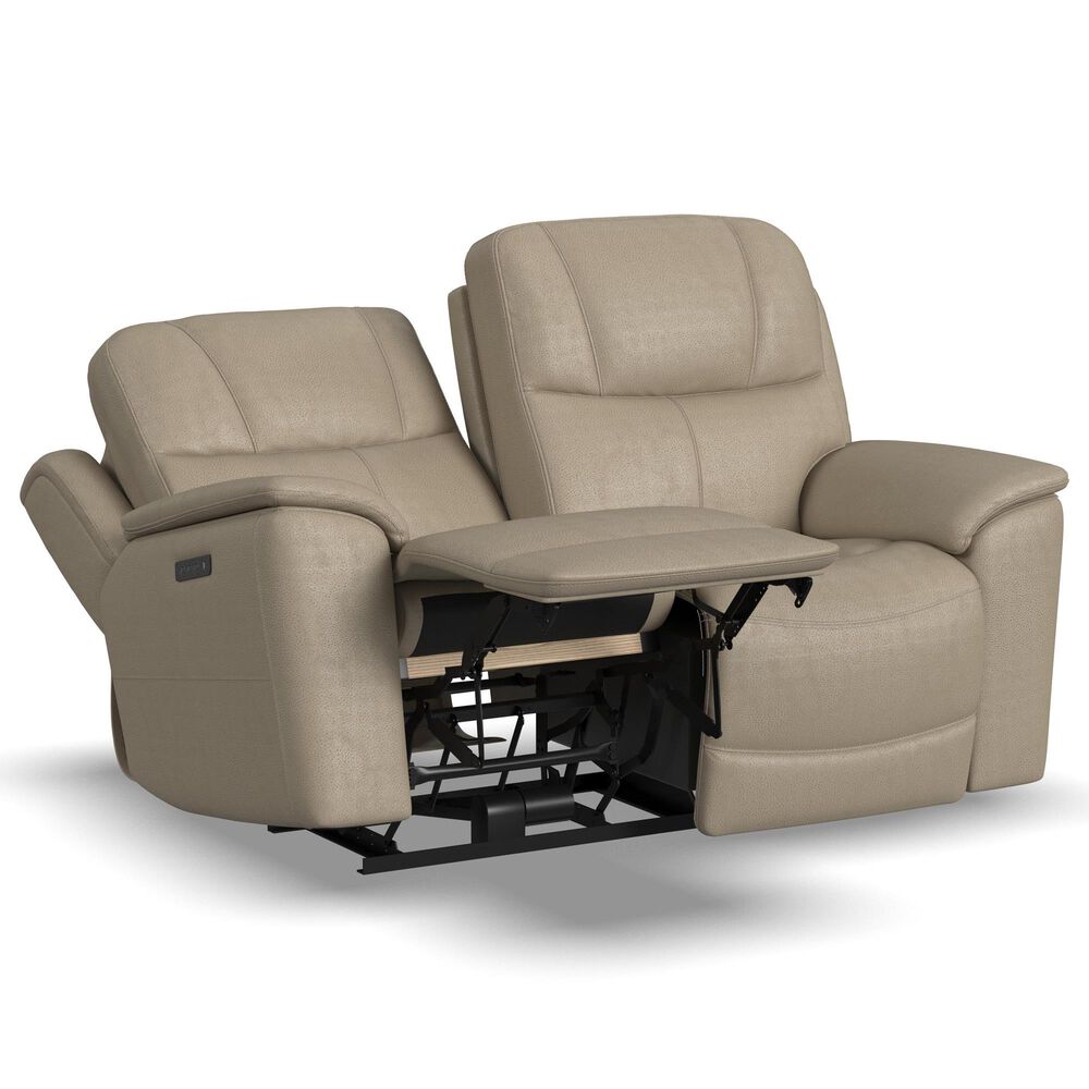 Flexsteel Crew Power Reclining Loveseat with Power Headrests and Lumbar in Pebble, , large