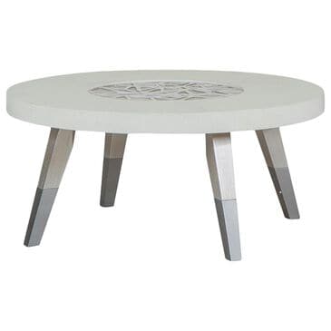 Nicolette Home Lenox Round Cocktail Table in Warm Silver, Acadia White, Silver Mist and Clear, , large