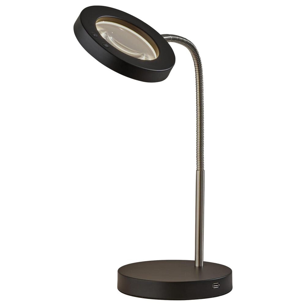 Adesso Holmes LED Magnifier Desk Lamp in Brushed Steel and Black, , large