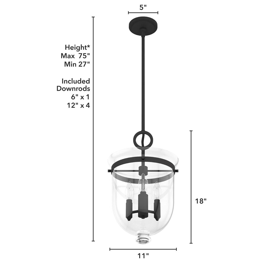 Hunter Belltown 3-Light Pendant in Natural Iron, , large