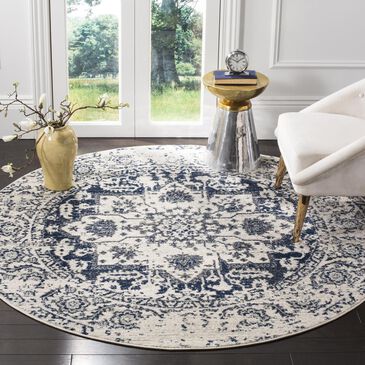 Safavieh Madison MAD603D 4" Round Cream and Navy Area Rug, , large