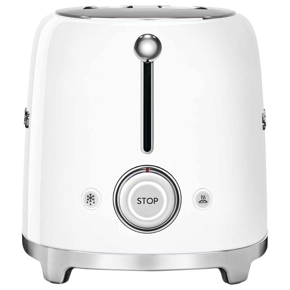 Smeg 2-Slice Retro Style Toaster in White and Stainless Steel, , large