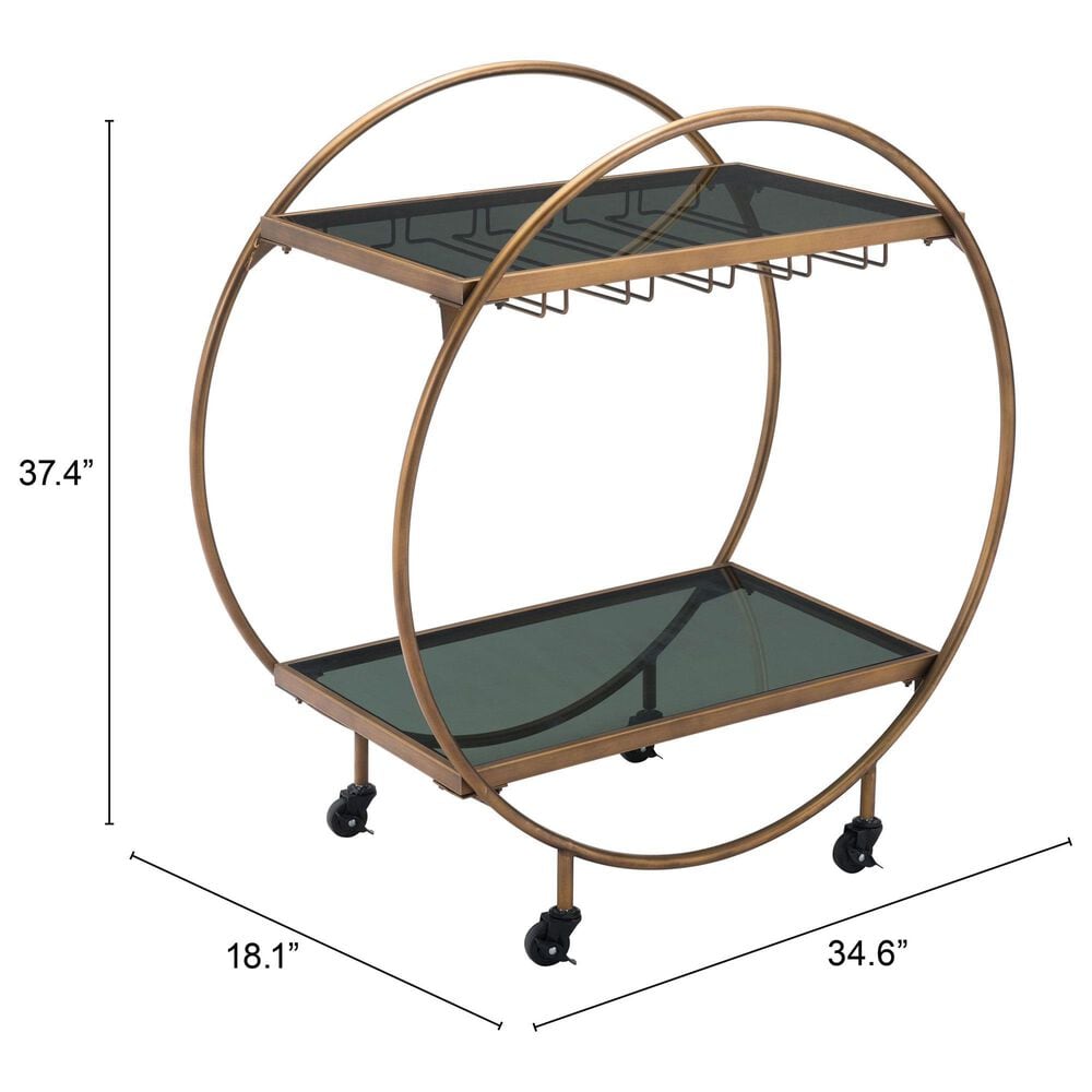 Zuo Modern Arc Bar Cart in Gold, Bronze and Black, , large